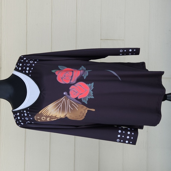 NEW Plus Size & Curve Butterfly Rose Print Above-the-knee ROSEGAL Dress (3X) - Picture 3 of 12